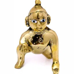 krishnagallery1 Gold-Toned Tiny Brass Laddu Gopal Showpiece-image-45