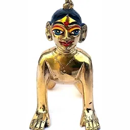 krishnagallery1 Gold Toned & Black Laddu Gopal Brass Showpiece-image-48