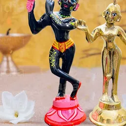krishnagallery1 Gold Toned & Black Religious Brass Showpiece-image-15