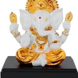 krishnagallery1 White & Gold Toned Religious Marble Idol Showpiece-image-131