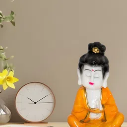 BECKON VENTURE White & Orange Buddha Idol Showpiece-picture-28