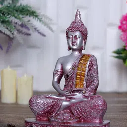 GW CREATIONS Red & Silver-Toned Medium Buddha Idol Showpiece-image-27