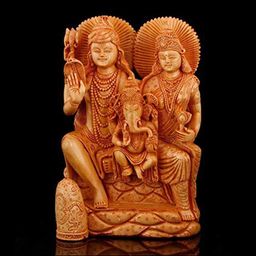 CraftVatika Brown Wooden Shiva Family Showpiece-image-56