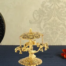 HANDICRAFTS PARADISE Gold Toned Chakri swing Metal Religious Idol Showpiece-19