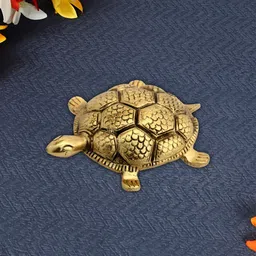 HANDICRAFTS PARADISE Gold-Toned Religious Tortoise  Idol Showpiece-25