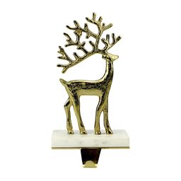 Hind Decor Gold-Toned & White Elegant Reindeer On Marble Base Holders-11