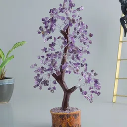 Golden Peacock Purple & Brown Handcrafted Agate Stone Tree Showpiece-image-93