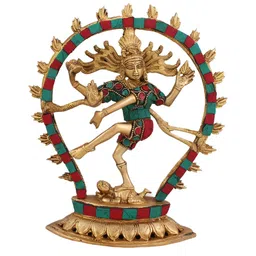 Arihant Craft Gold-Toned & Red Brass Lord Nataraja Medium Showpiece-image-33