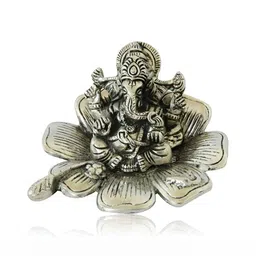 Kridaykraft Silver-Toned Metal Small Ganesh Showpiece-17