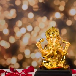 TYOOHAR Gold-Toned Ganesh Ji Religious Idol Showpiece-image-98