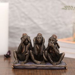 CraftVatika Black & Brown Mahatma Gandhi Three Wise Monkey Showpiece-image-22