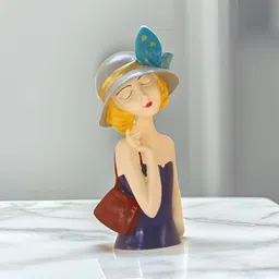 BECKON VENTURE Cream & Purple Tiny Fengshui Figurine Showpiece-image-1