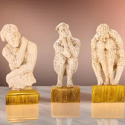 BECKON VENTURE Beige 3 Pieces Textured Figurine Showpieces-picture-16