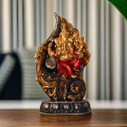 BECKON VENTURE Gold Toned & Red Lord Ganesha Religious Idol Showpiece-image-29
