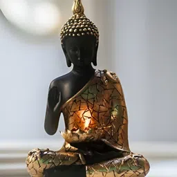 BECKON VENTURE Gold toned & Black Buddha Idol Showpiece-picture-35