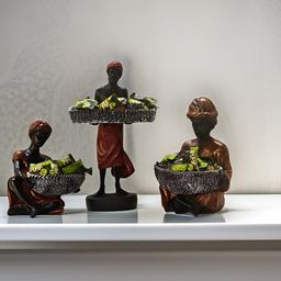 BECKON VENTURE Brown & Black 3 Pieces Figurine Showpieces-image-37