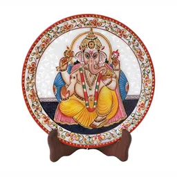 HANDICRAFTS PARADISE Yellow  & Red Marble Round Plate Showpiece-picture-12