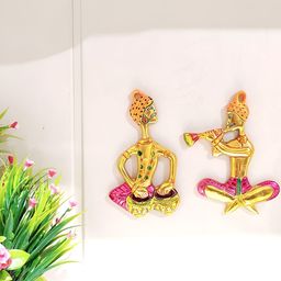 Kridaykraft Gold toned & Pink 2 Pcs Metal Medium Showpiece-image-91