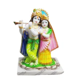 GLOOKS White & Pink Radha Krishna Marble Dust Idol Showpiece-image-45