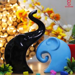 GW CREATIONS Black Elephant Family Fengshui Vastu Figurine Showpiece-image-38
