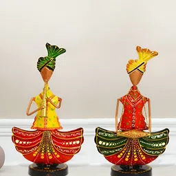 HANDICRAFTS PARADISE Red & Green 2 Pieces Textured Iron Figurine Medium Showpieces-image-59