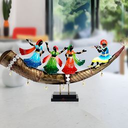 HANDICRAFTS PARADISE  Brown & Blue Metal Medium Figurine Showpiece-5