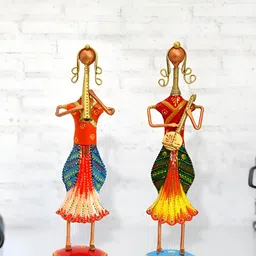 HANDICRAFTS PARADISE Red & Green 2 Pieces Textured Metal Figurine Medium Showpieces-image-60