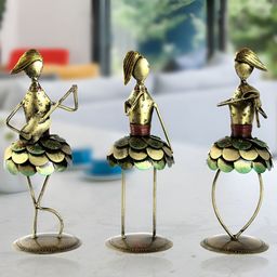 HANDICRAFTS PARADISE Gold Toned 3 Pieces Musical Dancing Doll Figurine Showpiece-image-68