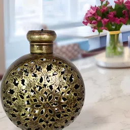 HANDICRAFTS PARADISE Brown Paradise Intricate Tea Light Holder Flower Pot Showpiece-image-21