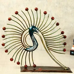 HANDICRAFTS PARADISE Brown & Green Figurine  Paradise Dancing Peacock Showpiece-11
