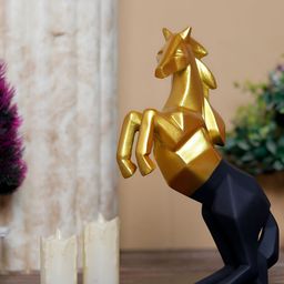 GW CREATIONS Black & Gold Toned Horse Figurine Showpiece-35