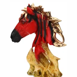 GW CREATIONS Brown & Gold Toned Horse Figurine Showpiece-24