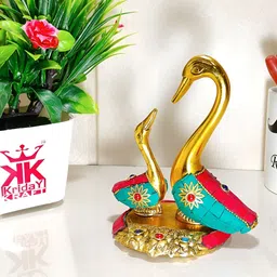 Kridaykraft Golden & Red A Pair of Swan Figurine Metal Showpiece-image-21