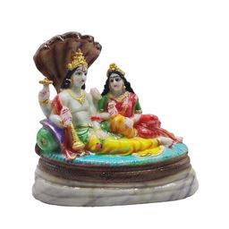 GLOOKS White & Yellow Vishnu Lakshmi Religious Idol Showpiece-image-76