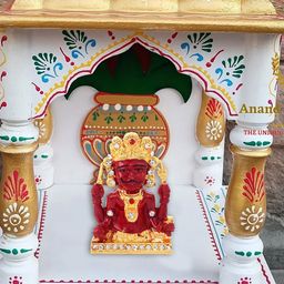 MEMOIR Red & Gold Plated Meenakari Nakoda Bhairav Jain Idol-image-30