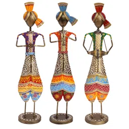 HANDICRAFTS PARADISE 3 Pieces Yellow Wrought Iron Musical Doll Figurine Showpiece-image-70