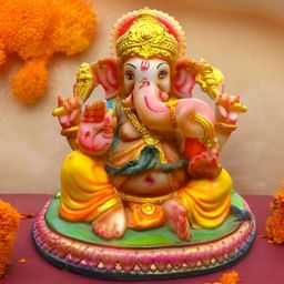 SANKALAN CREATIONS Orange-Coloured & Pink Lord Ganesha Marble Showpiece-image-36