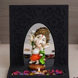 eCraftIndia Black & Orange Ganesh Idol Showpiece-image-77