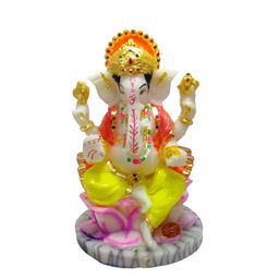 GLOOKS Red & Yellow Marble Ganesha Idol Showpiece-image-80