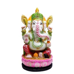 GLOOKS White & Pink Ganesha Marble Dust Idol-image-49