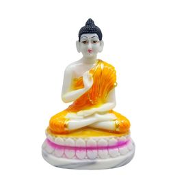 GLOOKS Orange & White Buddha Dhyan Mudra Statue-image-84