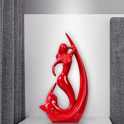 Mariner's Creation Red Ceramic Mermaid Showpiece-image-76