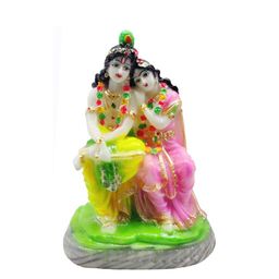 GLOOKS Pink & Green Radha Krishna Marble Idol Showpiece-image-24