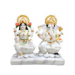 GLOOKS White & Yellow Lakshmi Ganesha Joint Idol Showpiece-image-41