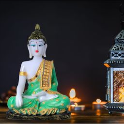 GW CREATIONS Green Buddha Idol Showpiece-image-86