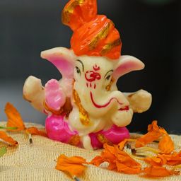 Gallery99 White & Orange Hand Painted Ganesh Idol Showpiece-image-23