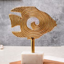 CraftVatika White & Gold-Toned Metal Fish Statue Showpiece-image-19
