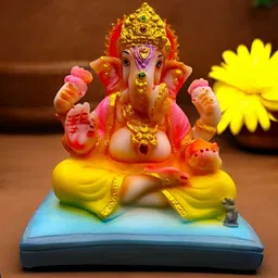 Vrinban International Gold-Toned Marble Ganesha Religious Idol Showpiece-picture-8