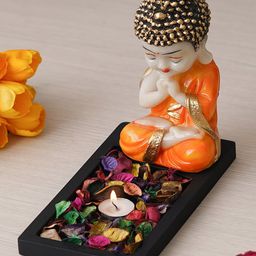eCraftIndia Black & Orange Coloured Buddha Figurine Showpiece-image-18