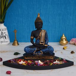 eCraftIndia Black & Blue Meditating Lord Buddha Showpiece-image-39